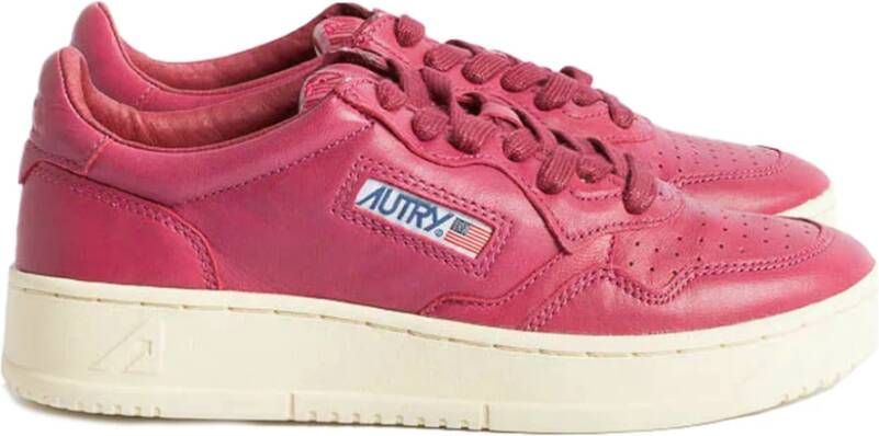 Autry Vintage Geitenleer Fuchsia Sneakers Pink Dames