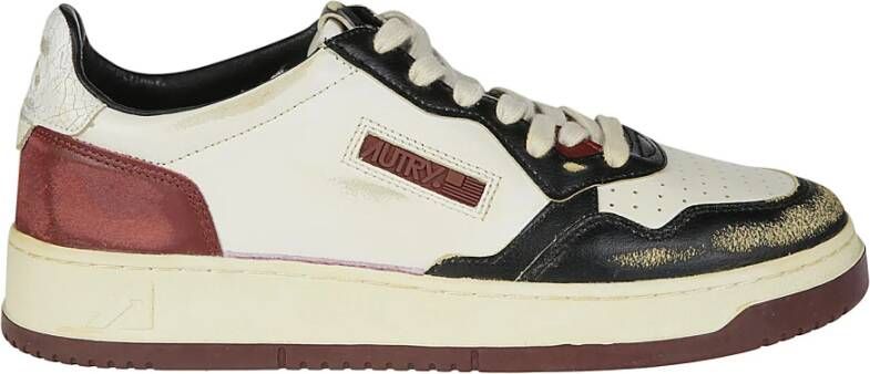 Autry Vintage laag uitgesneden beige leren sneakers Multicolor Heren