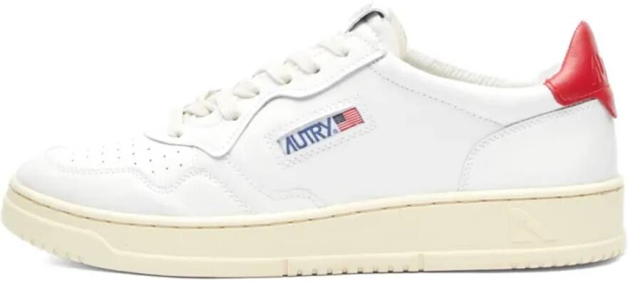 Autry Vintage Lage Leren Sneaker Wit & Rood White Heren