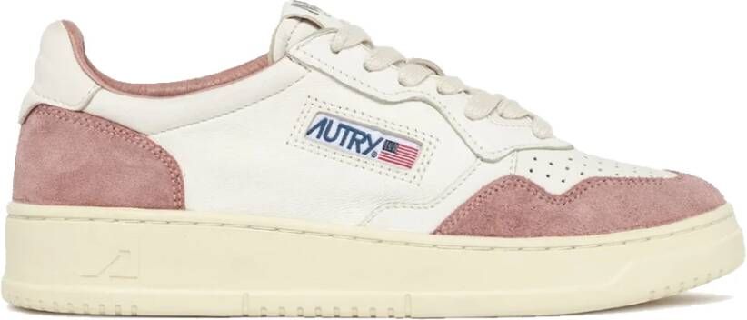 Autry Vintage Lage Leren Sneaker Wit & Roze Multicolor