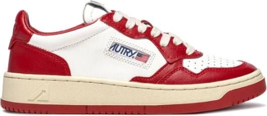 Autry Vintage lage leren sneakers met Amerikaanse vlag detail Rood Heren