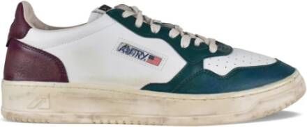 Autry Vintage lage sneakers in groen wit paars leer White Heren