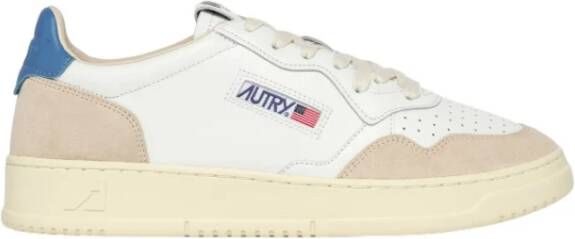 Autry Vintage Lage Sneakers in Wit en Blauw Suède en Leer White Dames