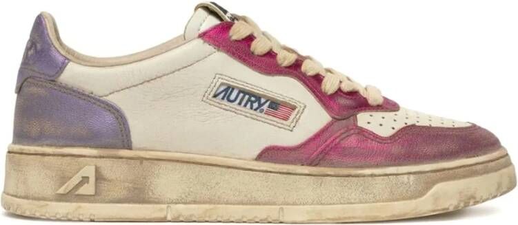 Autry Vintage Lage Sneakers in Wit Fuchsia