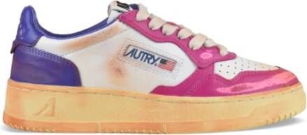 Autry Vintage lage sneakers in wit paars en roze leer White Dames