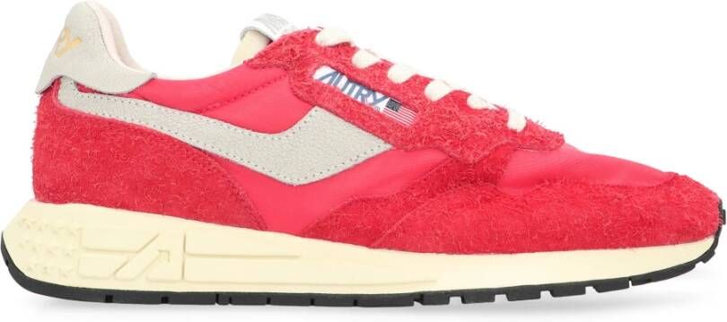 Autry Rode en witte jersey sneakers met suède patches Red Heren