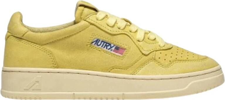 Autry Vintage Lage Top Geitenleren Sneakers Yellow Heren
