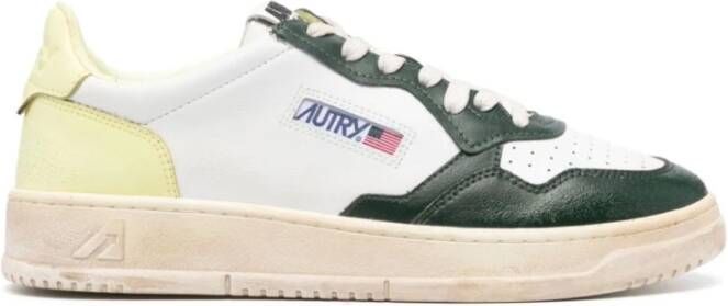 Autry Vintage Lage Top Sneaker Wit Groen Multicolor Heren