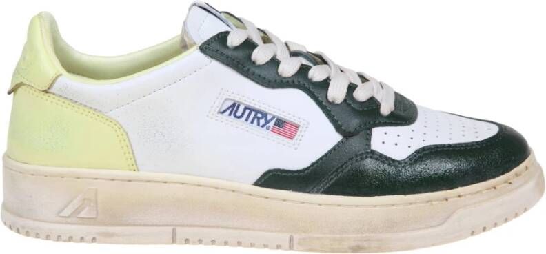 Autry Vintage Leren Sneakers Wit Groen Multicolor Heren