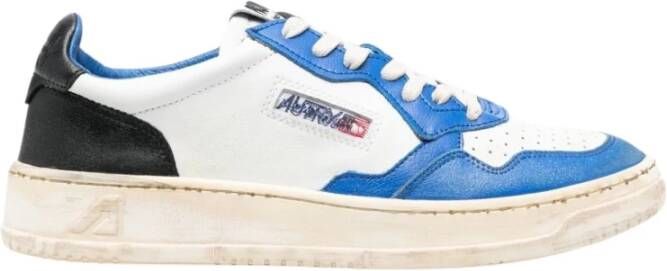 Autry Vintage Low Leren Wit Blauw Sneakers Multicolor Heren