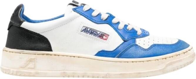 Autry Vintage Low Leren Wit Blauw Sneakers Multicolor Heren