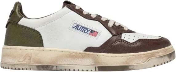 Autry Vintage Militair Groen Bruin Leren Sneakers Multicolor Heren