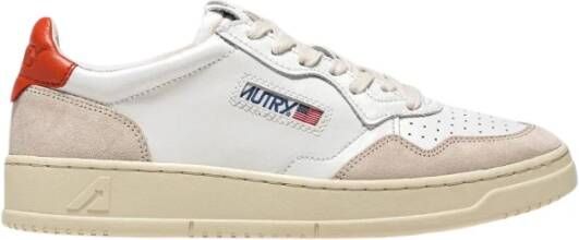 Autry Vintage Oranje Witte Leren Sneakers White Dames