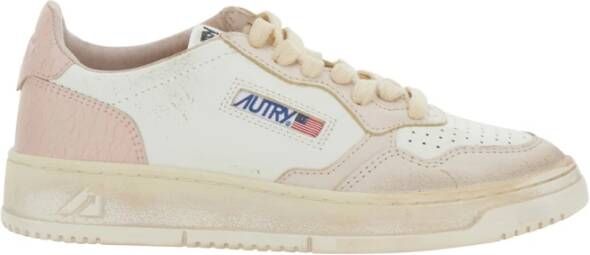 Autry Vintage Roze Lage Sneakers Vrouw
