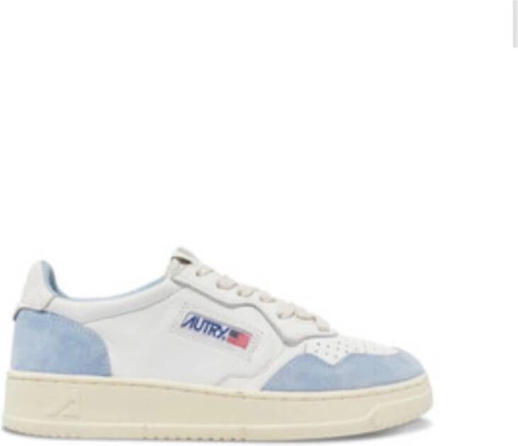 Autry Vintage Stijl Lage Sneakers in Wit en Blauw White Dames