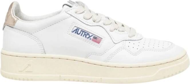 Autry Vintage Stijl Lage Sneakers van Leer Wit en Goud White Dames