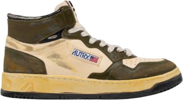Autry Vintage Stijl Leren Sneakers Beige Heren