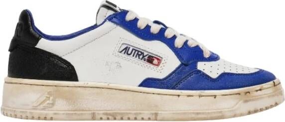 Autry Vintage Wit Blauw Zwart Leren Sneakers