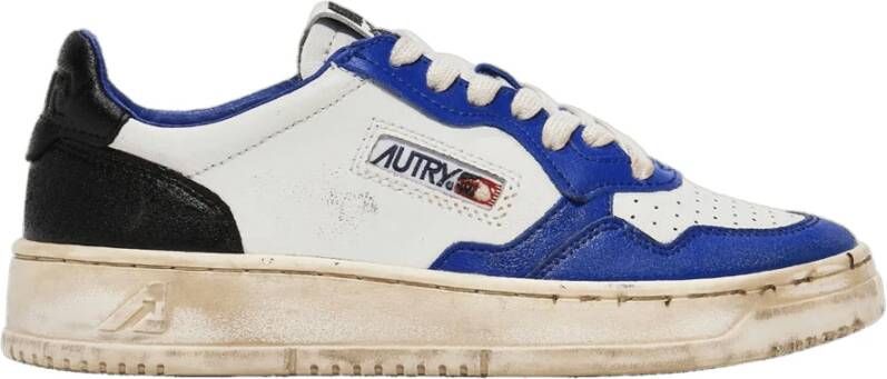 Autry Vintage Wit Blauw Zwart Leren Sneakers Multicolor Heren