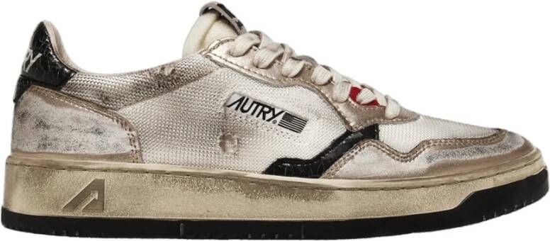 Autry Vintage Wit Goud Leren Sneakers Multicolor Heren