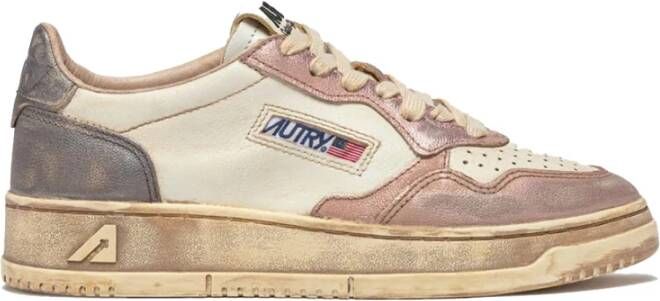Autry Vintage Wit Roze Leren Sneakers