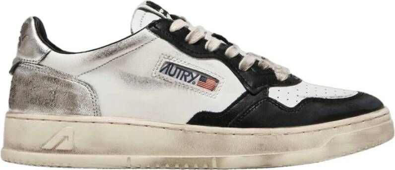 Autry Vintage Wit Zwart Zilver Leren Sneakers Multicolor Heren