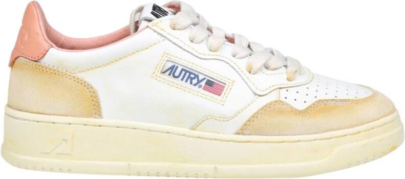 Autry Vintage witte en roze leren sneakers Wit Dames