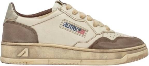 Autry Vintage witte en zilveren leren sneakers