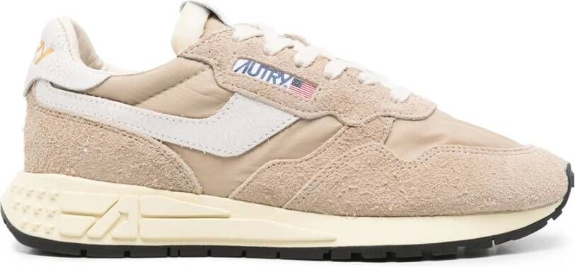 Autry Reelwind Low Wom Wit Leren Sneakers Beige Dames