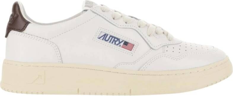 Autry Witte bruine leren sneakers Vintage geïnspireerd ontwerp Wit Heren