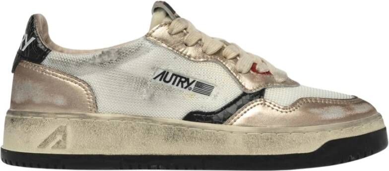 Autry Vintage Wit Goud Sneakers Geperforeerde Tip Multicolor Dames