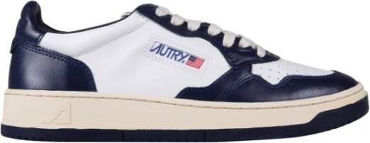Autry Vintage-geïnspireerde witte en groene leren sneakers White Heren