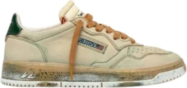 Autry Wit Groen Geperforeerde Leren Sneakers