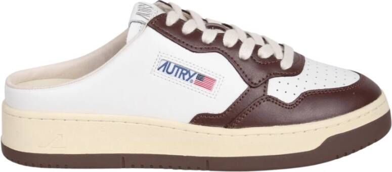 Autry Witte Beige Leren Lage Sneakers White Dames