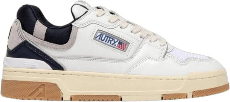 Autry Witte Blauwe Leren Sneakers Multicolor Heren