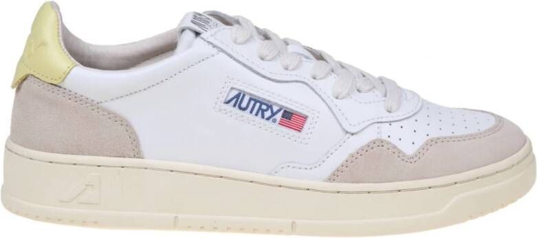 Autry Witte en gele leren sneakers White Heren