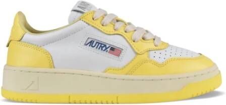 Autry Witte en gele leren sneakers White Dames