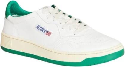 Autry Witte en groene leren lage sneakers Green Heren
