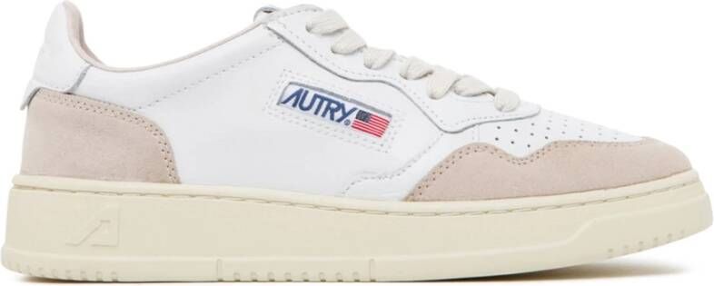 Autry Witte en lichtroze suède lage sneakers Wit Dames