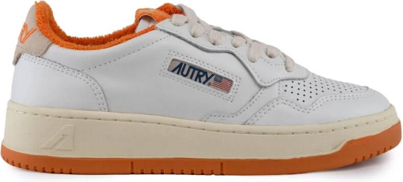 Autry Witte en Oranje Medalist Lage Sneakers White Dames