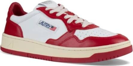 Autry Witte en rode leren lage sneakers White Heren