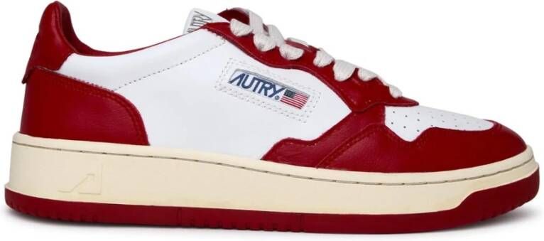 Autry Witte en rode leren sneakers Wit Heren