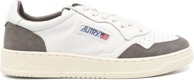 Autry Witte Grijze Medalist Lage Leren Sneakers