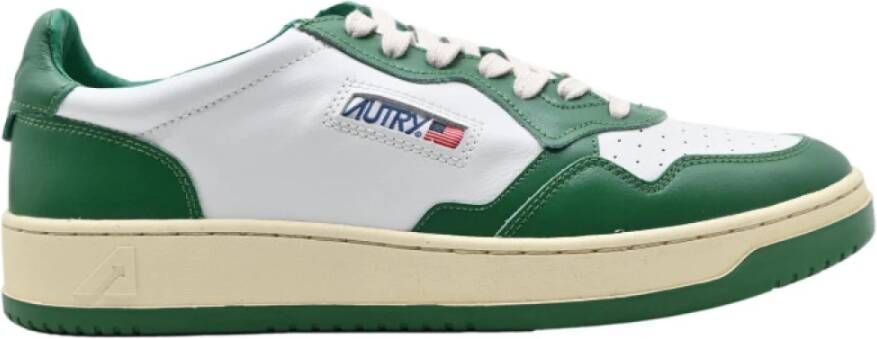 Autry Witte Groene Lage Top Sneakers Multicolor Heren