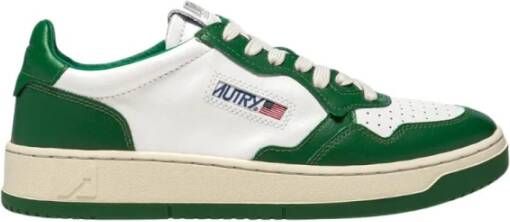 Autry Witte Groene Leren Sneakers met Geperforeerde Neus Green Heren