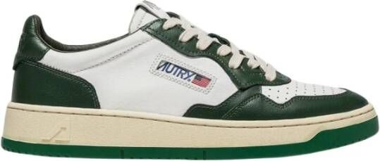 Autry Witte Groene Leren Sneakers met Geperforeerde Neus Green