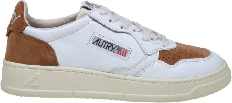 Autry Witte Karamel Leren Suède Sneakers White Dames