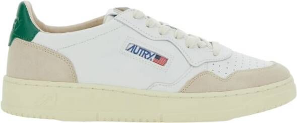 Autry Witte lage sneakers met beige suède