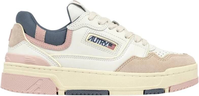 Autry Witte lage sneakers van leer en suède Multicolor Dames