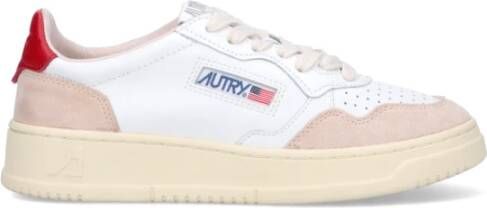 Autry Leren sneakers met vetersluiting en su?de inzetstukken Wit Dames